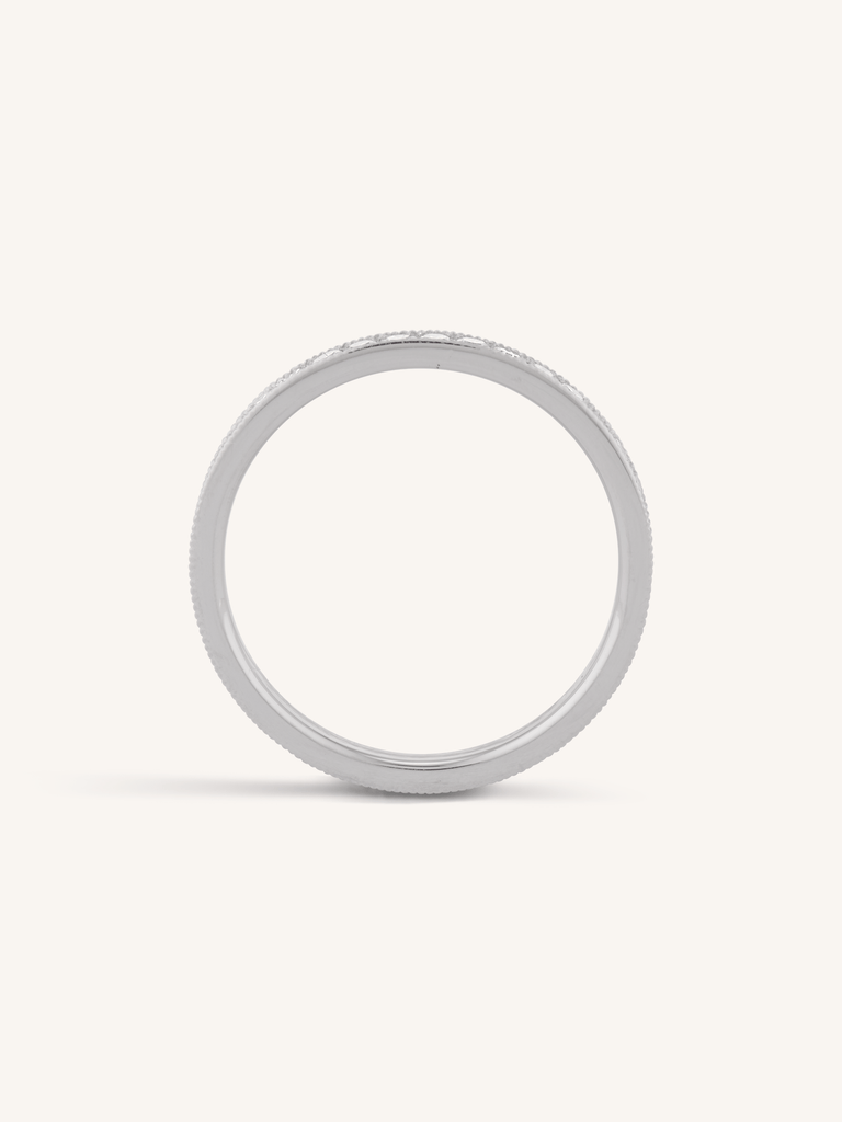 Vintage Inspired Antique Diamond Eternity Band in Platinum | Étoile with an antique engagement ring