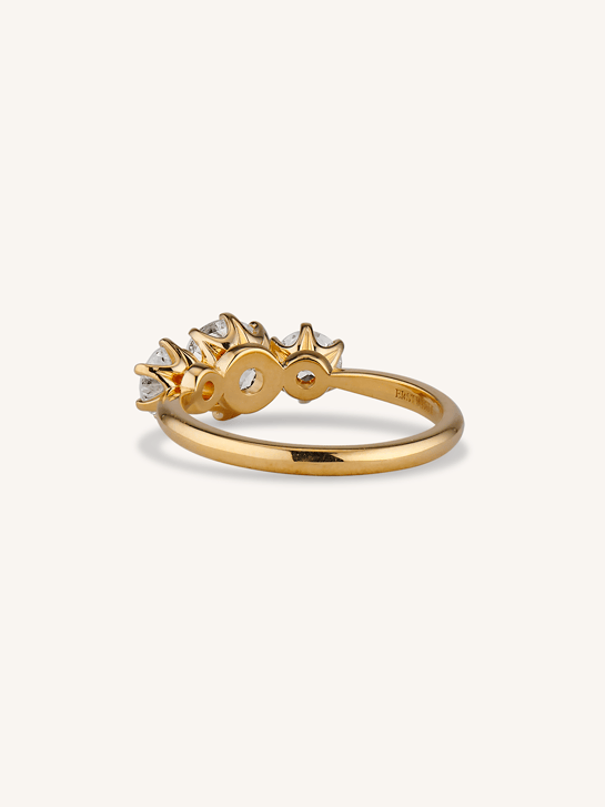 Vintage Inspired Antique Old European Cut Diamond Three Stone Engagement Ring Strela 1.13