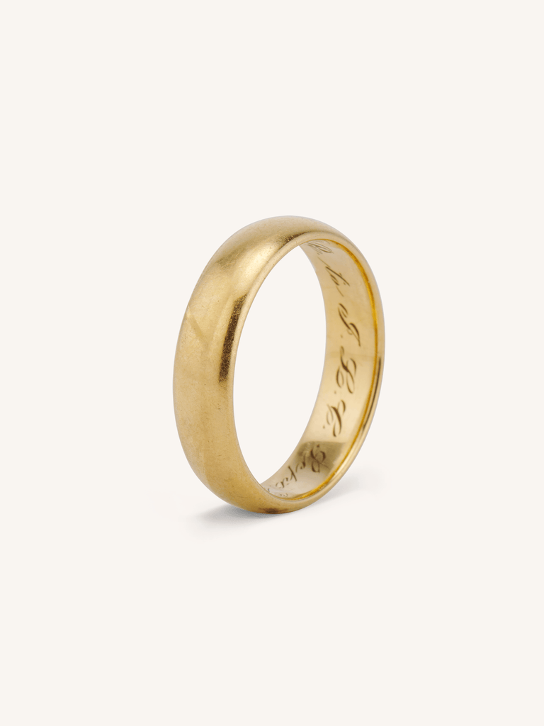 W. Wise & Son Victorian 18K Yellow Gold Antique Wedding Band Inscribed "W.H.R to I.L.C. Sept 19 1900" - Size 5.5
