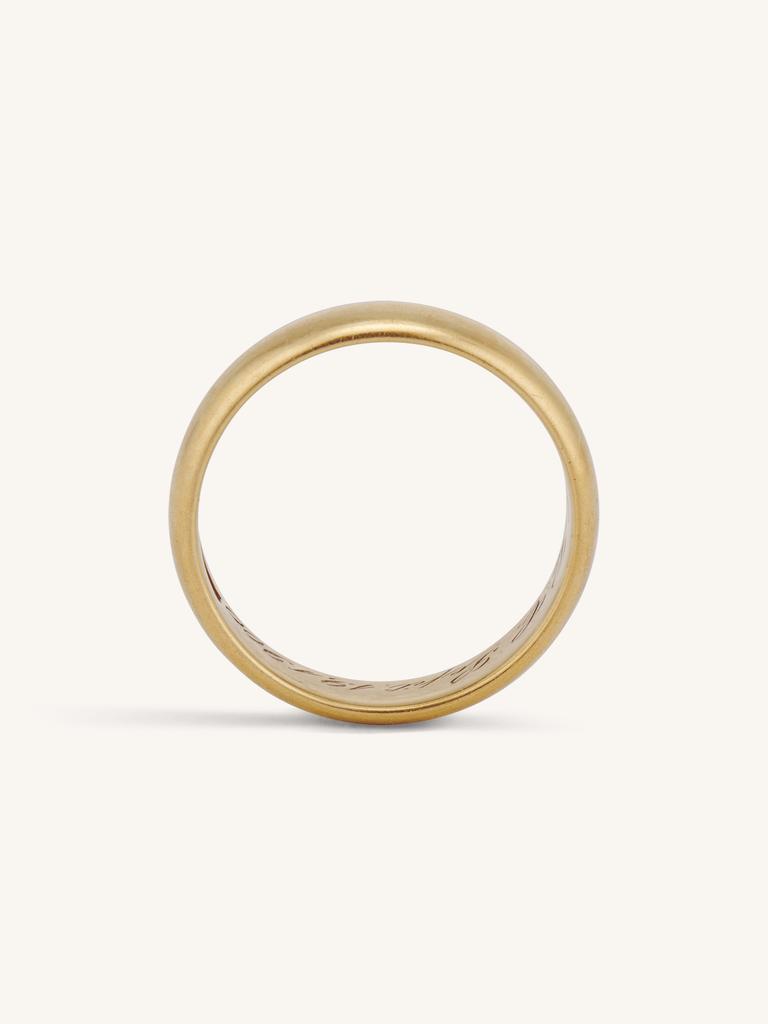 W. Wise & Son Victorian 18K Yellow Gold Antique Wedding Band Inscribed "W.H.R to I.L.C. Sept 19 1900" - Size 5.5