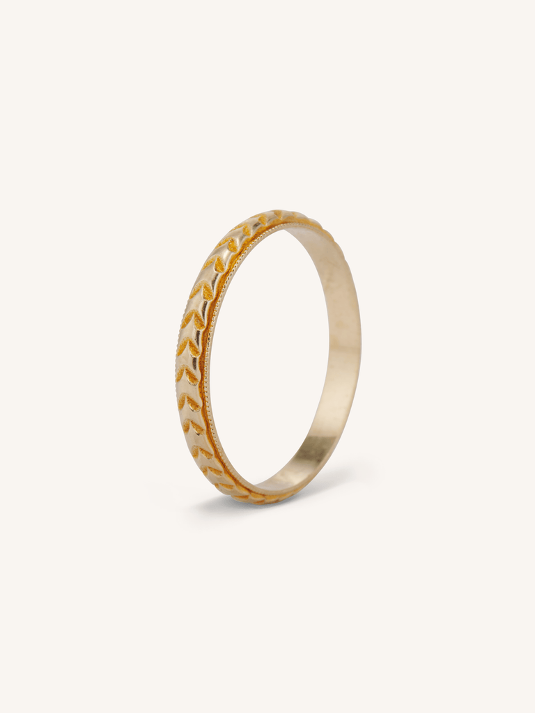 Yellow 14k Yellow Gold Antique Wheat Engraved Band - 3/4