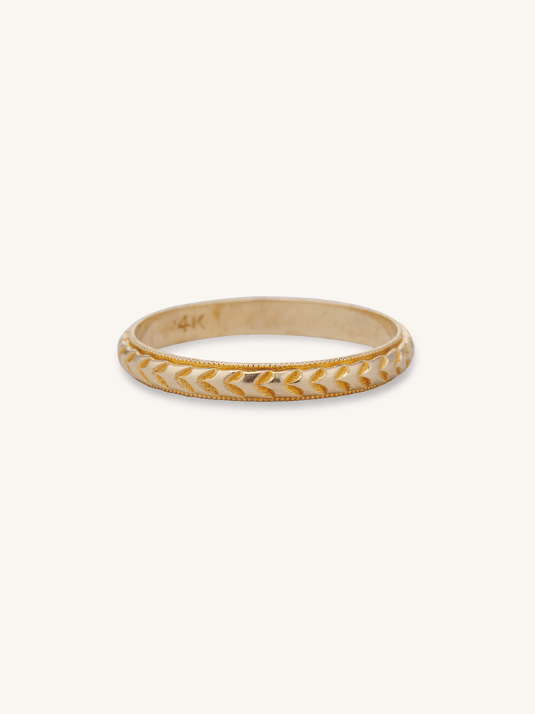 Yellow 14k Yellow Gold Antique Wheat Engraved Band - Size 6.5