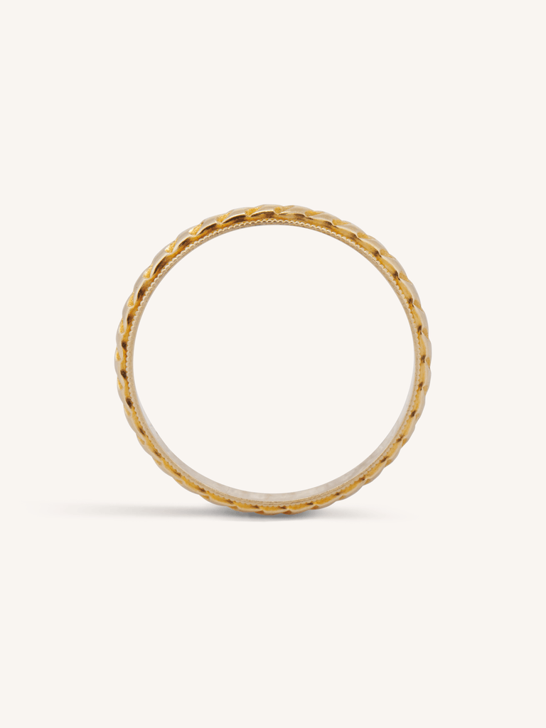 Yellow 14k Yellow Gold Antique Wheat Engraved Band - profile