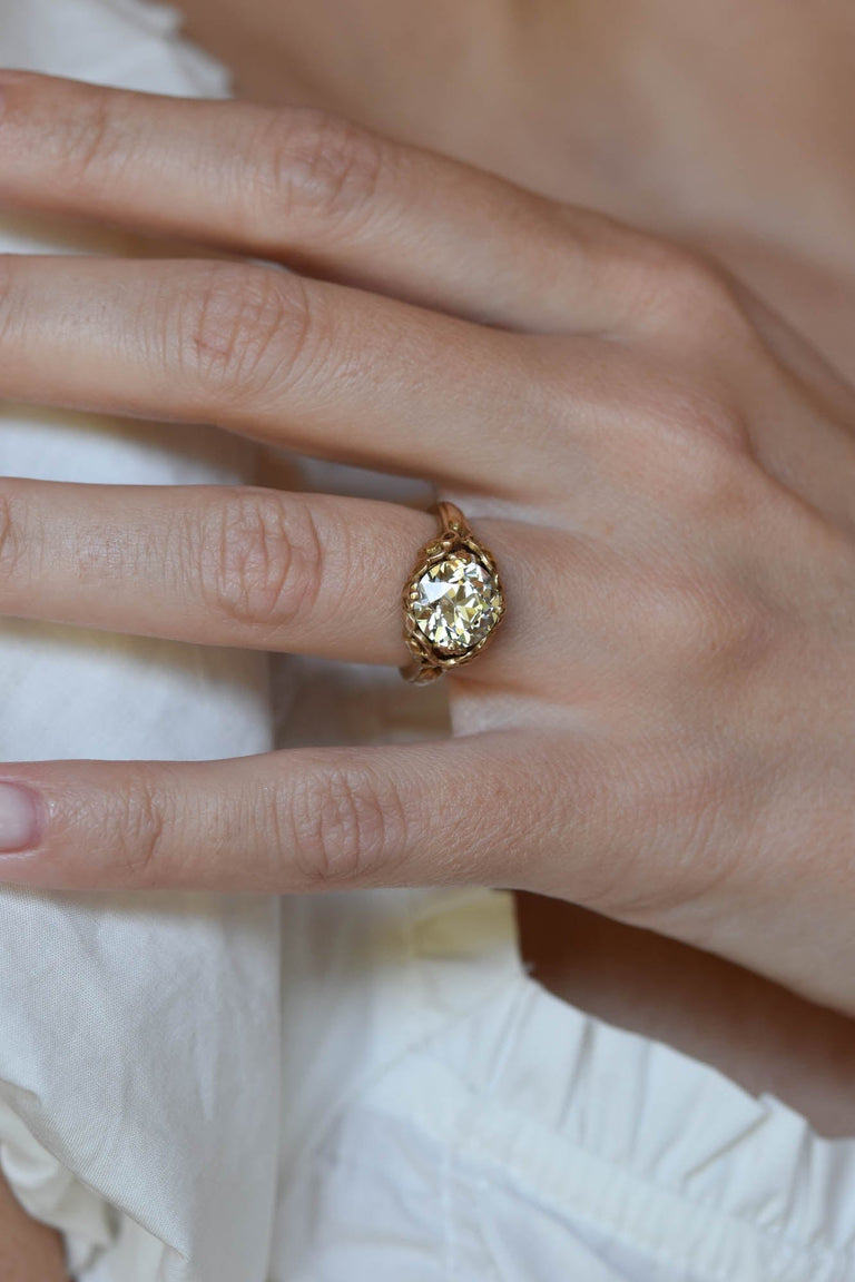 Allsopp Bros. Art Nouveau 2.63 Carat Old European Cut Diamond Antique Engagement Ring, America
