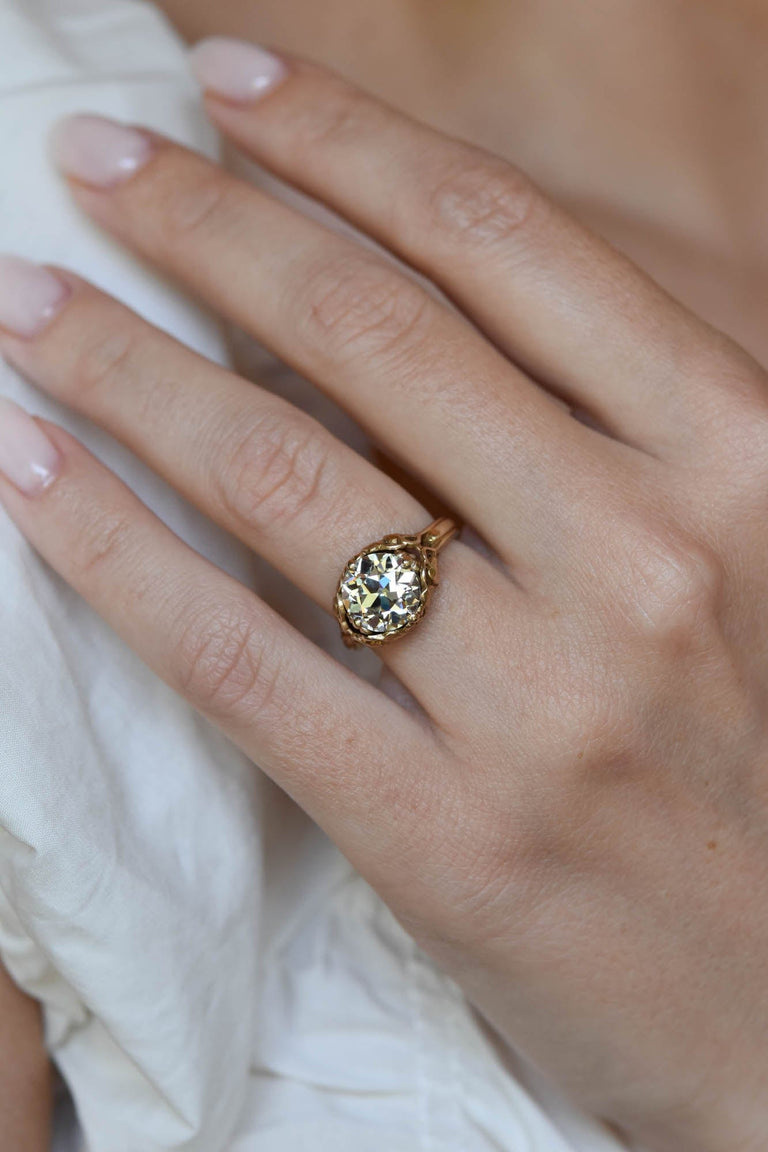 Allsopp Bros. Art Nouveau 2.63 Carat Old European Cut Diamond Antique Engagement Ring, America