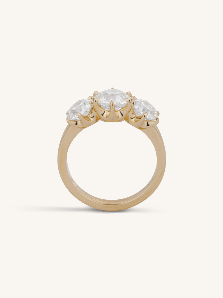 Alya Antique Three Stone Old European Cut Diamond Engagement Ring