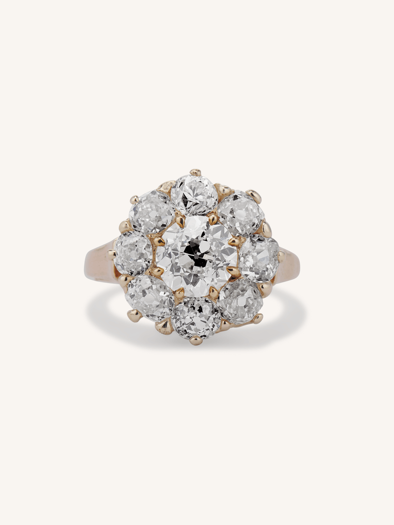 Antique 1.31 Old European Cut Diamond Cluster Engagement Ring
