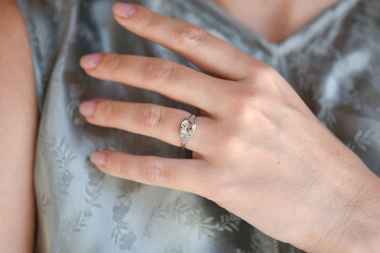 Antique Art Deco 1.12 Carat Old Mine Cushion Cut Diamond Vintage Engagement Ring