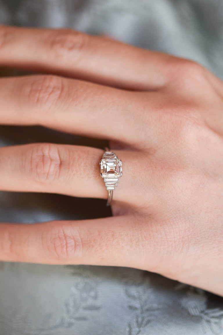 Antique Art Deco 1.40 Emerald Cut Diamond Engagement Ring