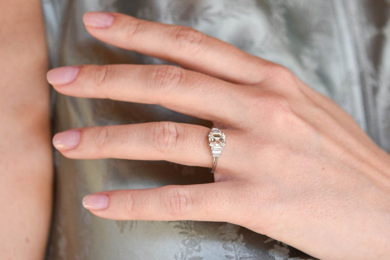 Antique Art Deco 1.40 Emerald Cut Diamond Engagement Ring