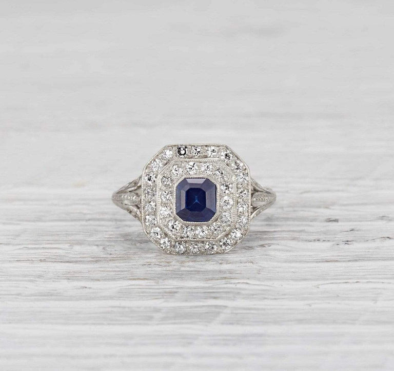 Antique Art Deco Sapphire & Diamond Ring