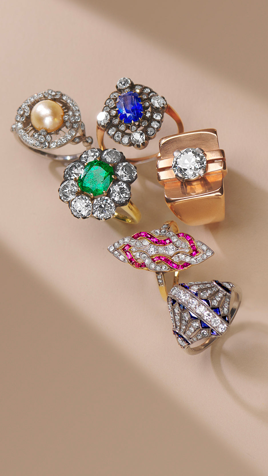 1.68 Art Deco Diamond & Sapphire Cocktail Ring in Platinum - Filigree  Jewelers
