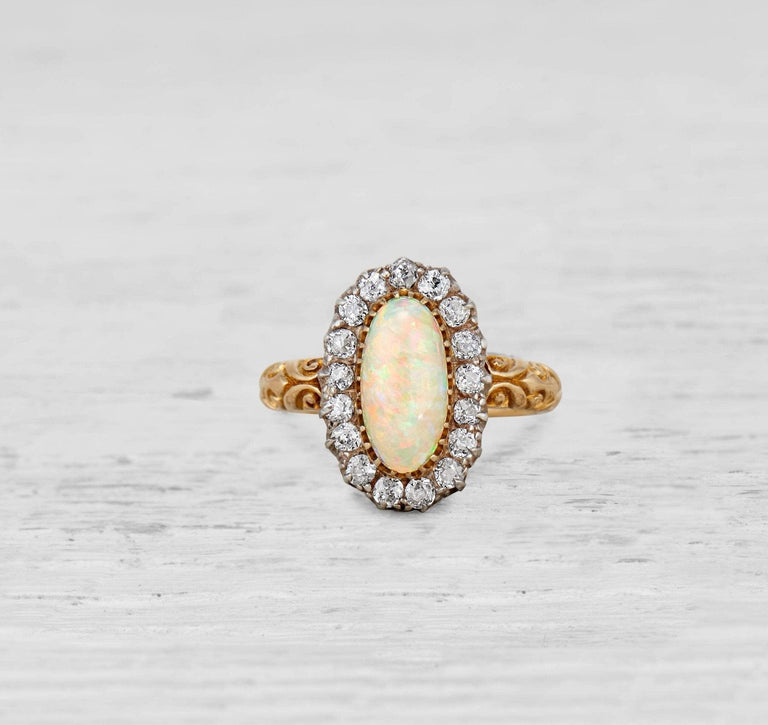 Antique Edwardian Opal and Diamond Ring