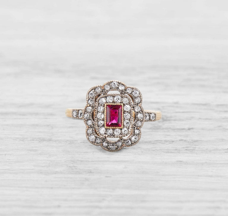 ANTIQUE EDWARDIAN RUBY AND DIAMOND ENGAGEMENT RING