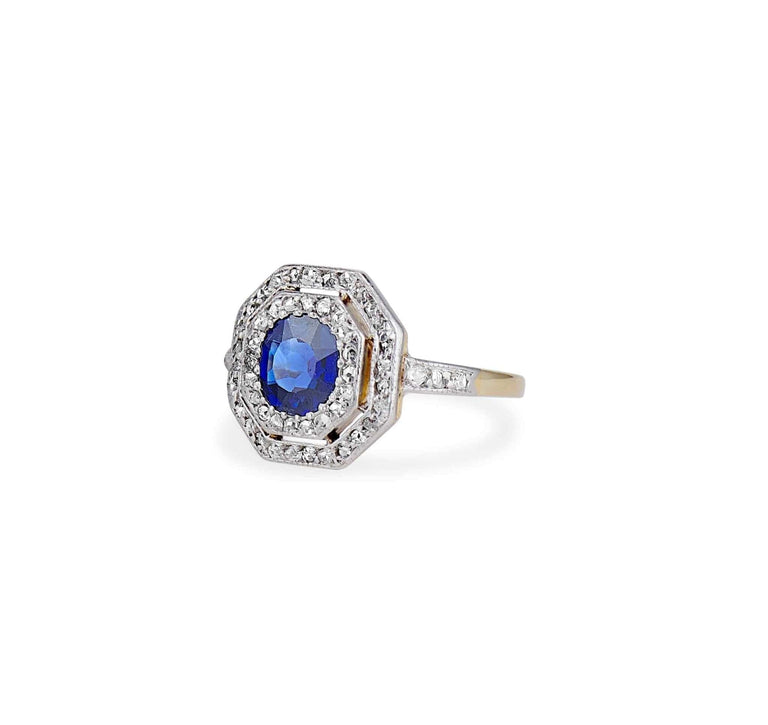 Antique Edwardian Sapphire and Diamond Ring