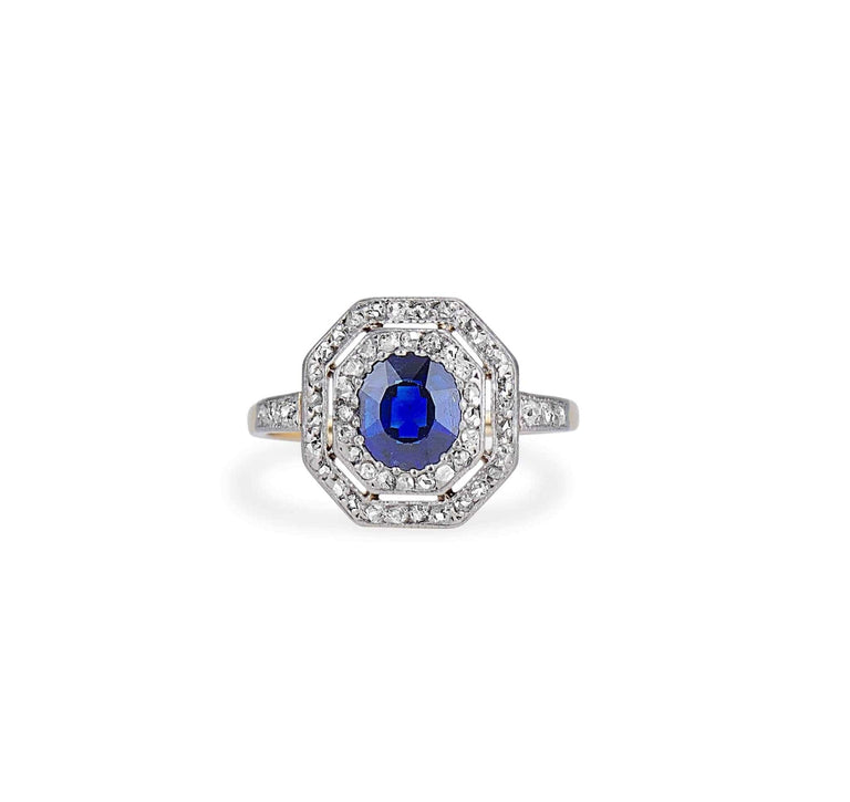 Antique Edwardian Sapphire and Diamond Ring