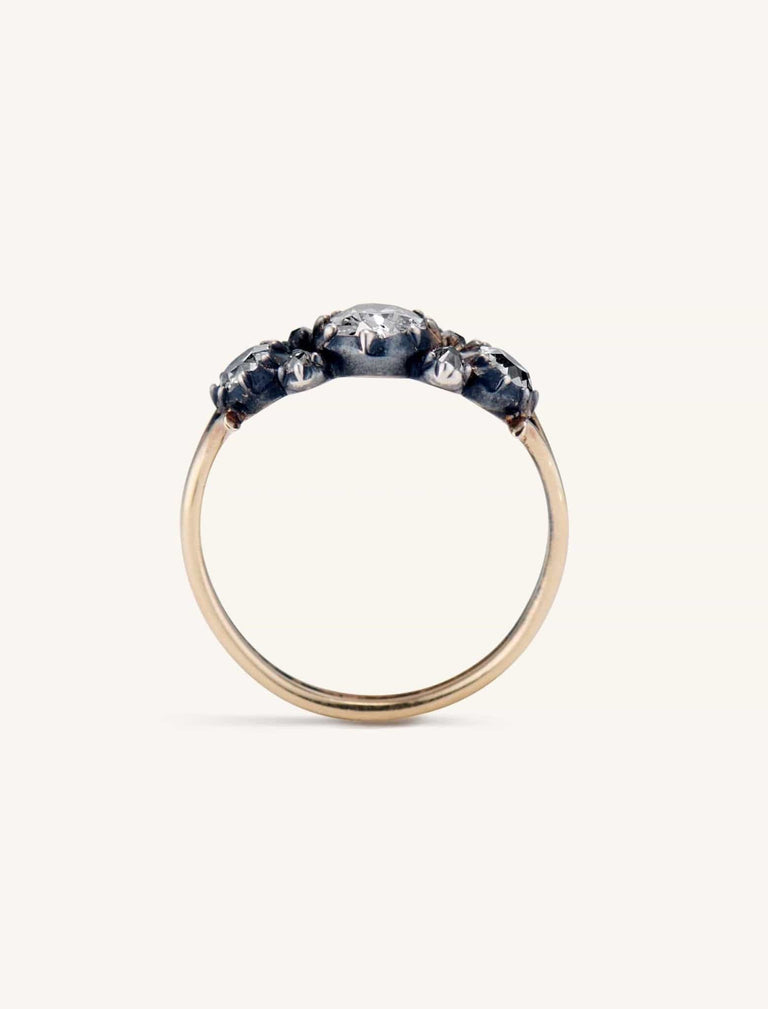 Georgian Old Mine Cut Diamond Three Stone Ring