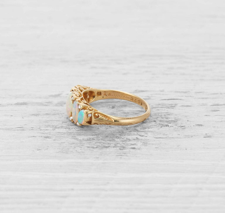 ANTIQUE OPAL FIVE STONE ENGAGEMENT RING