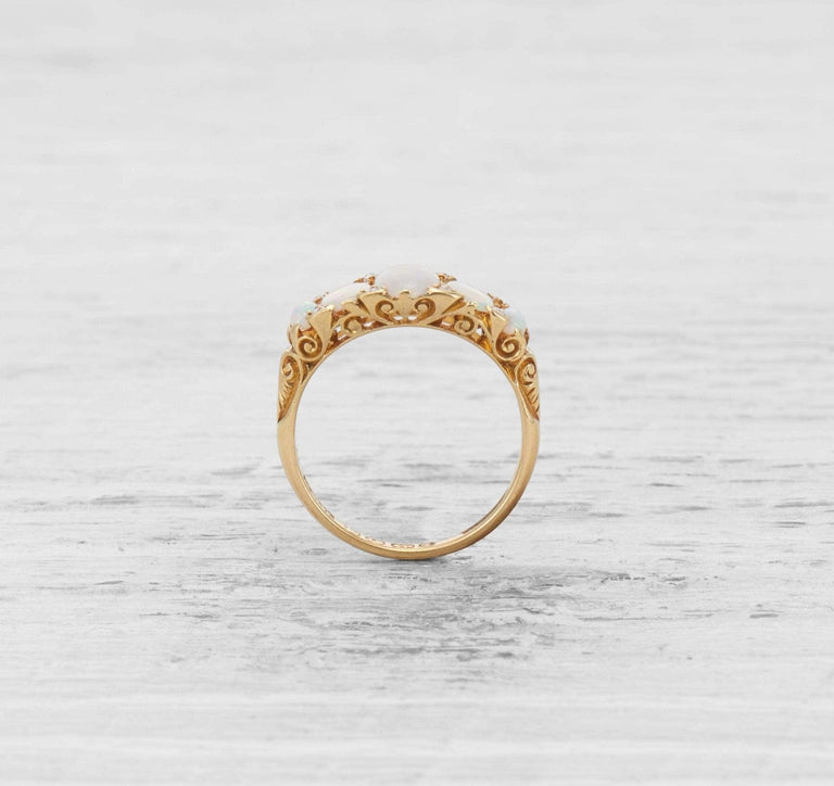 ANTIQUE OPAL FIVE STONE ENGAGEMENT RING