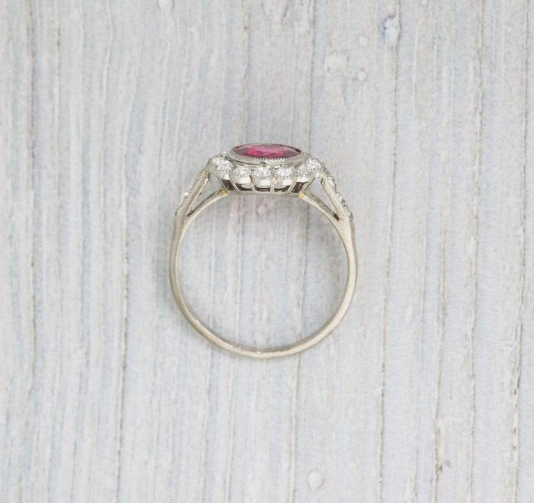 Antique Pink Spinel & Diamond Edwardian Engagement Ring