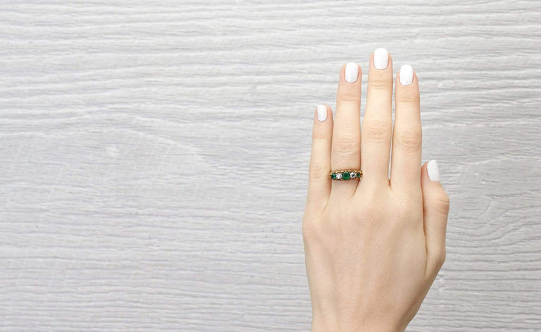 Antique Victorian Diamond and Emerald Five Stone Ring
