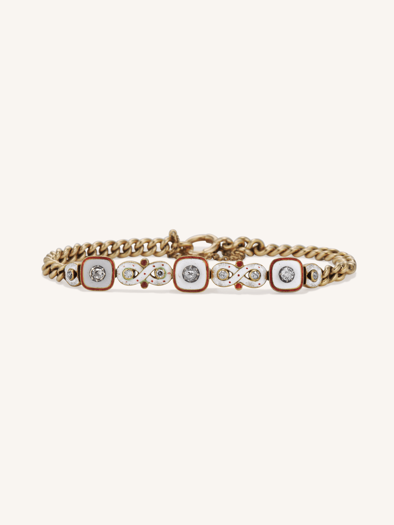 Antique Victorian Enamel and Diamond Bracelet | Section Design c.1880s–1900s