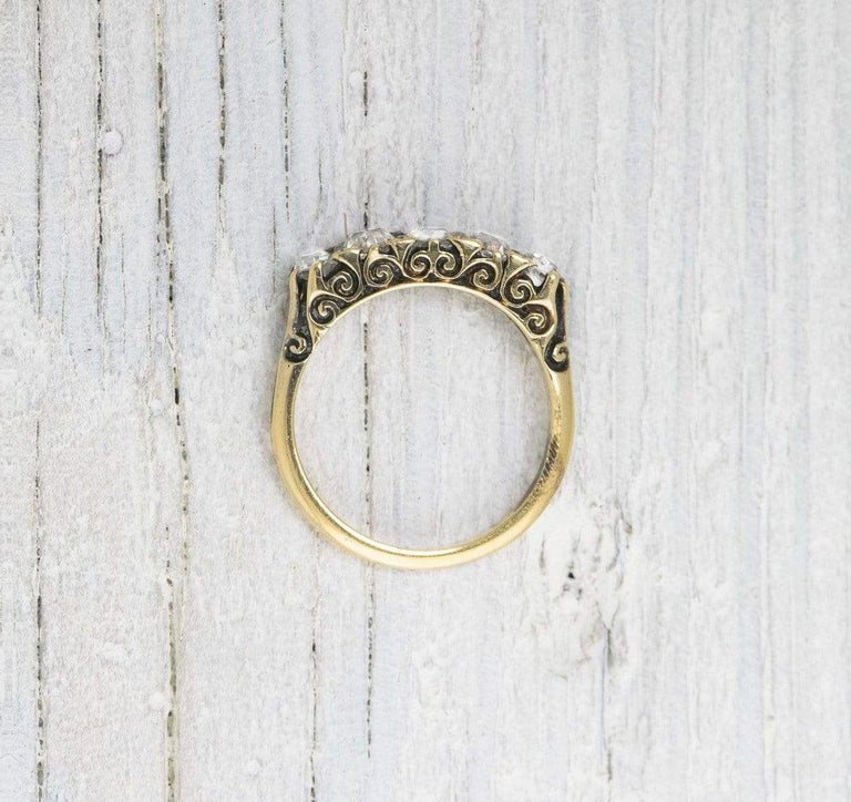 Antique Victorian Five Stone Diamond Gold Commitment Ring