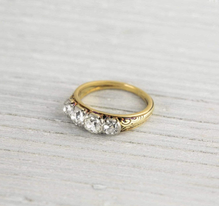 Antique Victorian Four Stone Diamond & Gold Engagement Ring