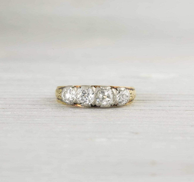 Antique Victorian Four Stone Diamond & Gold Engagement Ring