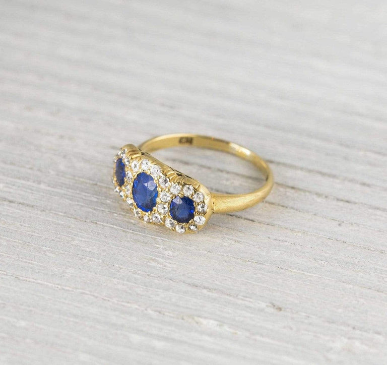 Antique Victorian Gold Diamond & Sapphire Engagement Ring