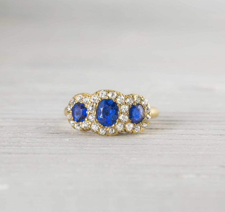 Antique Victorian Gold Diamond & Sapphire Engagement Ring