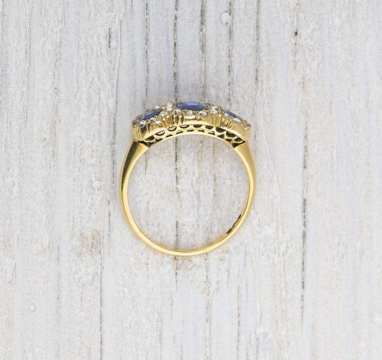 Antique Victorian Gold Diamond & Sapphire Engagement Ring