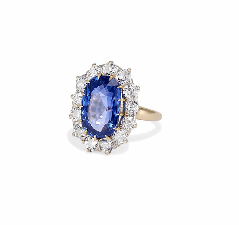 Antique Victorian Gold Sapphire and Diamond Cluster Ring