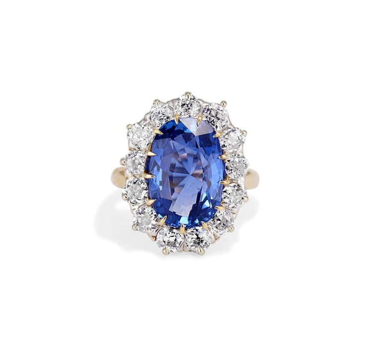 Antique Victorian Gold Sapphire and Diamond Cluster Ring