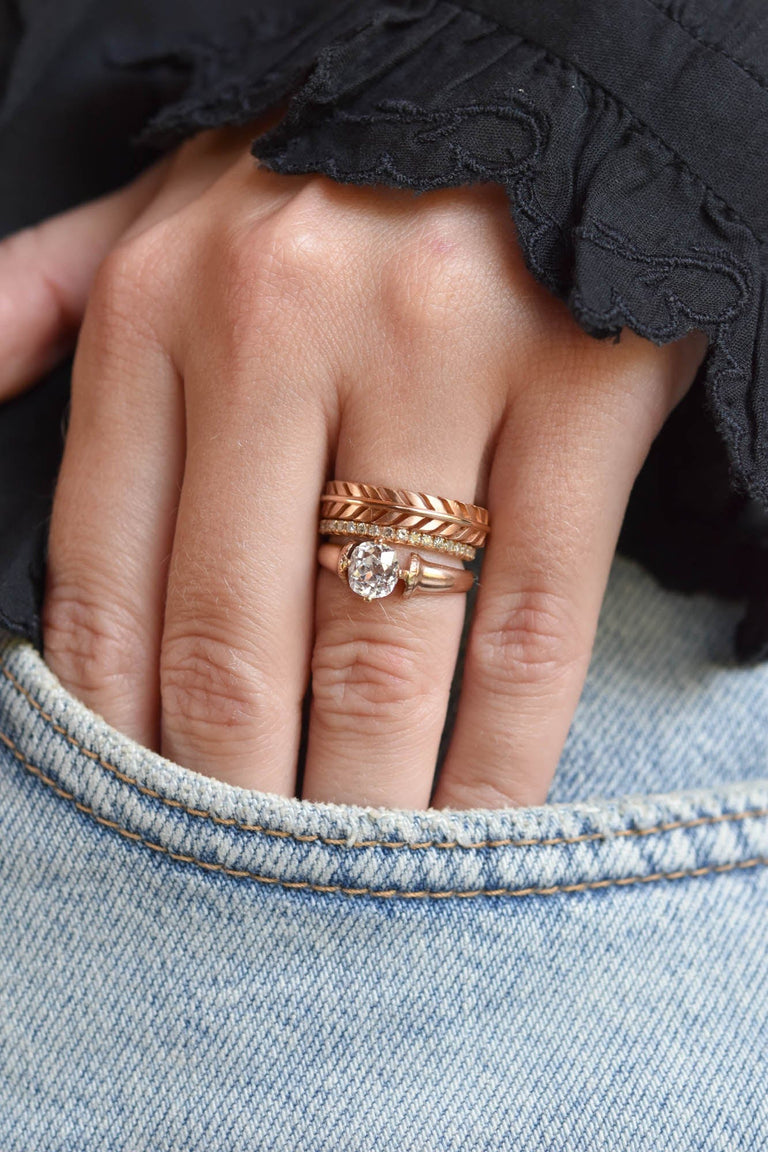 Victorian One Carat Old Mine Cushion Cut Diamond Rose Gold Solitaire Antique Engagement Ring