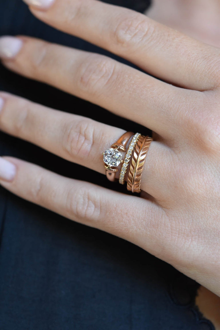 Victorian One Carat Old Mine Cushion Cut Diamond Rose Gold Solitaire Antique Engagement Ring