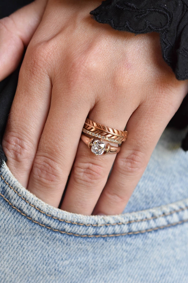 Victorian One Carat Old Mine Cushion Cut Diamond Rose Gold Solitaire Antique Engagement Ring