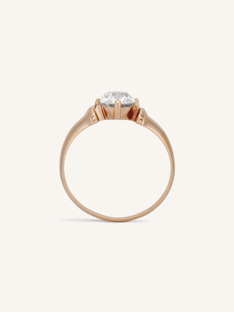 Victorian One Carat Old Mine Cushion Cut Diamond Rose Gold Solitaire Antique Engagement Ring