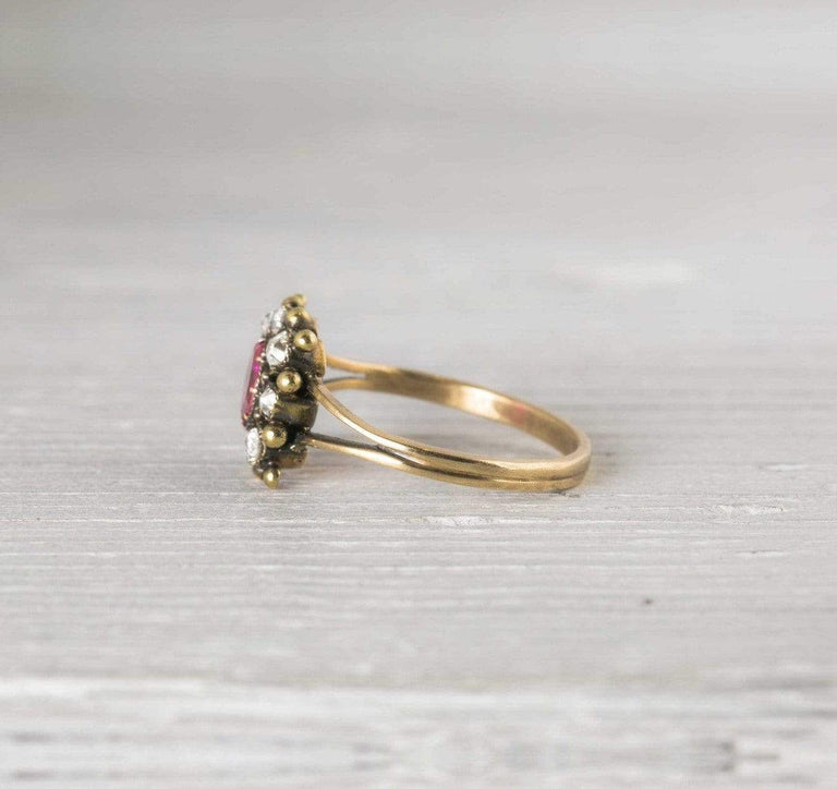 Antique Victorian Ruby & Diamond Gold Engagement Ring