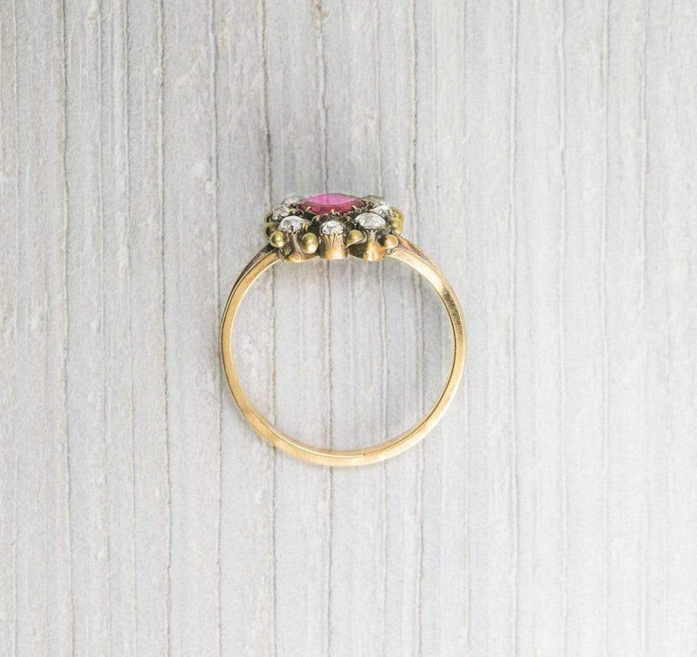Antique Victorian Ruby & Diamond Gold Engagement Ring