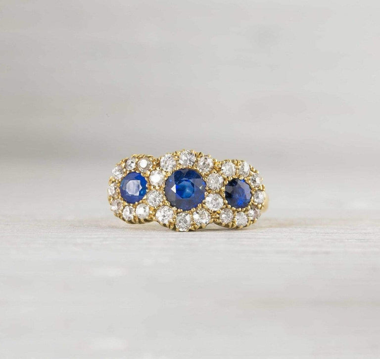 Antique Victorian Three Stone Diamond Gold Commitment Ring