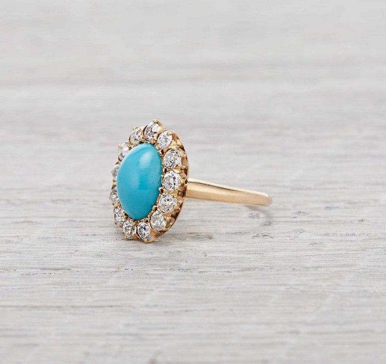 Antique Victorian Turquoise & Diamond Ring