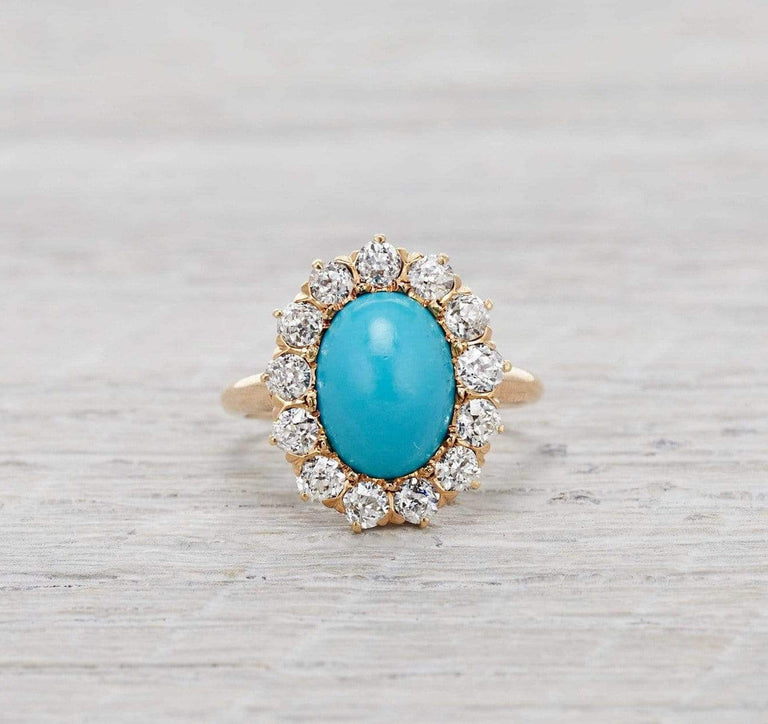 Antique Victorian Turquoise & Diamond Ring