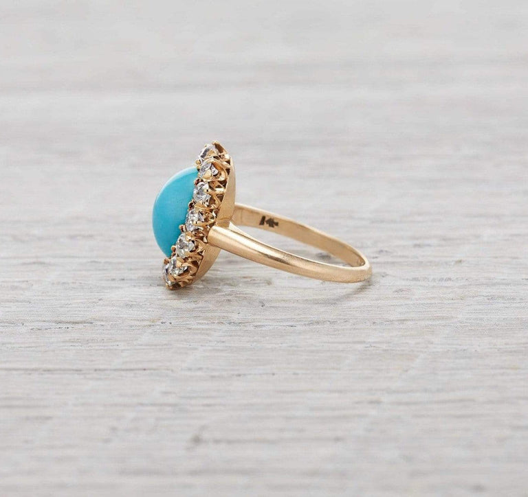 Antique Victorian Turquoise & Diamond Ring