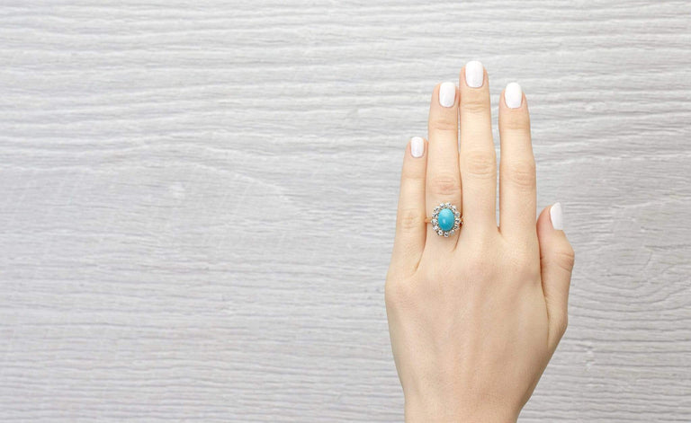 Antique Victorian Turquoise & Diamond Ring