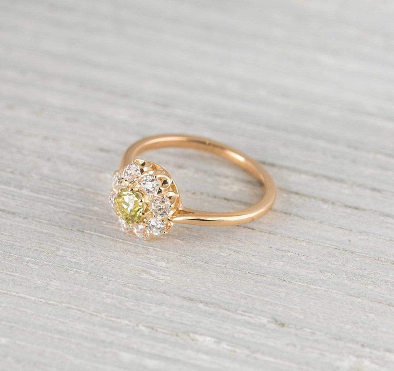 Antique Victorian Yellow Diamond Engagement Ring