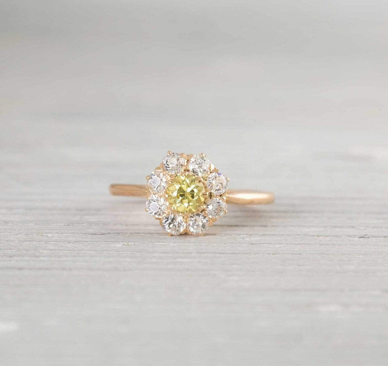 Antique Victorian Yellow Diamond Engagement Ring