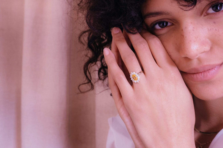 Antique Victorian Yellow Sapphire & Diamond Cluster Ring