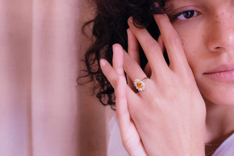 Antique Victorian Yellow Sapphire & Diamond Cluster Ring