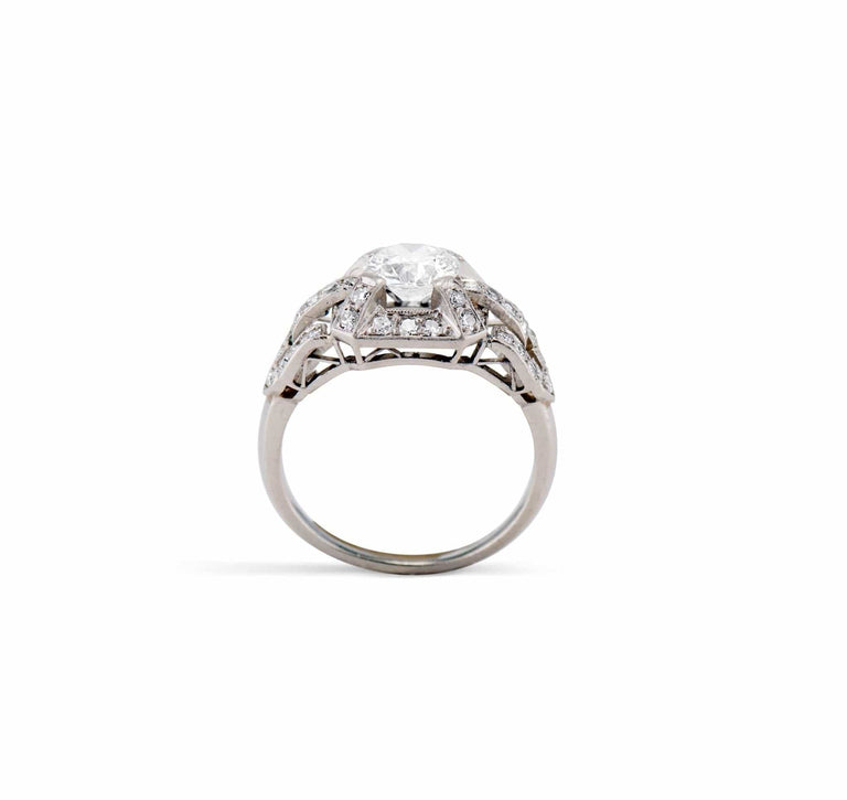 Art Deco 1.00 Old European Cut Diamond and Platinum Ring